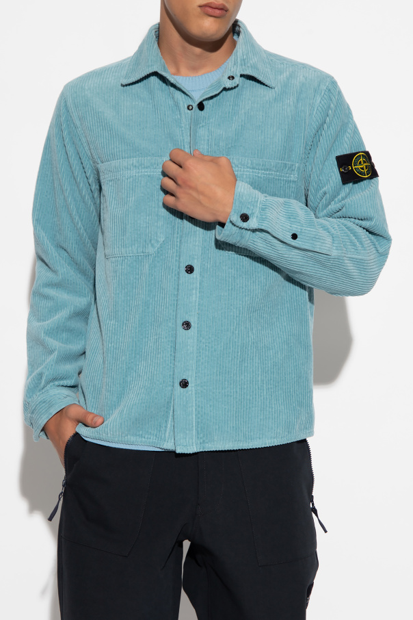 Blue Corduroy shirt with logo Stone Island - Vitkac Canada